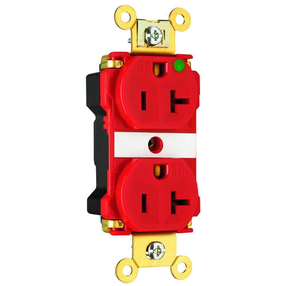 PlugTail Extra Heavy-Duty Hospital Grade Illuminated Duplex Receptacle 20amp 125volt Red