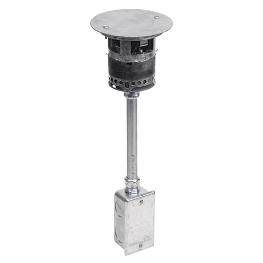 Poke-Through Base Unit, 3 Inch Drill Size, 16-1/4 Inch Length, 1/2 Inch and 3/4 Inch Knockouts, Galvanized Steel, with 1 20A Duplex Receptacle and 2 Data Jacks