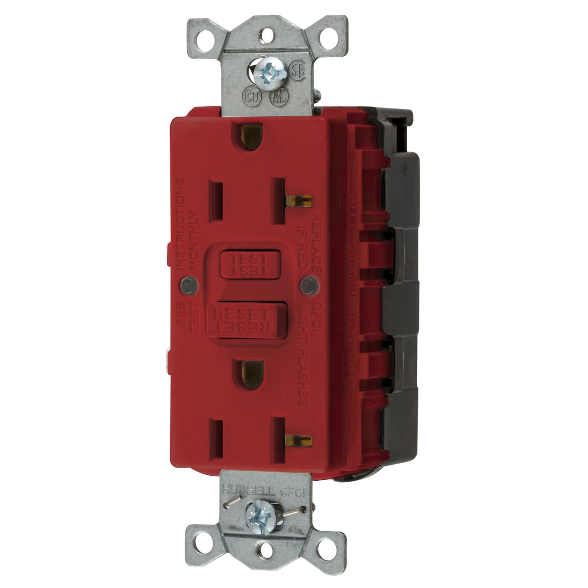 Straght Blade Devices, SNAP-Connect, AUTOGUARD, Self Test, GFCI Receptacle, 20A 125V, 2-Pole 3-Wire Grounding, 5-20R, Red