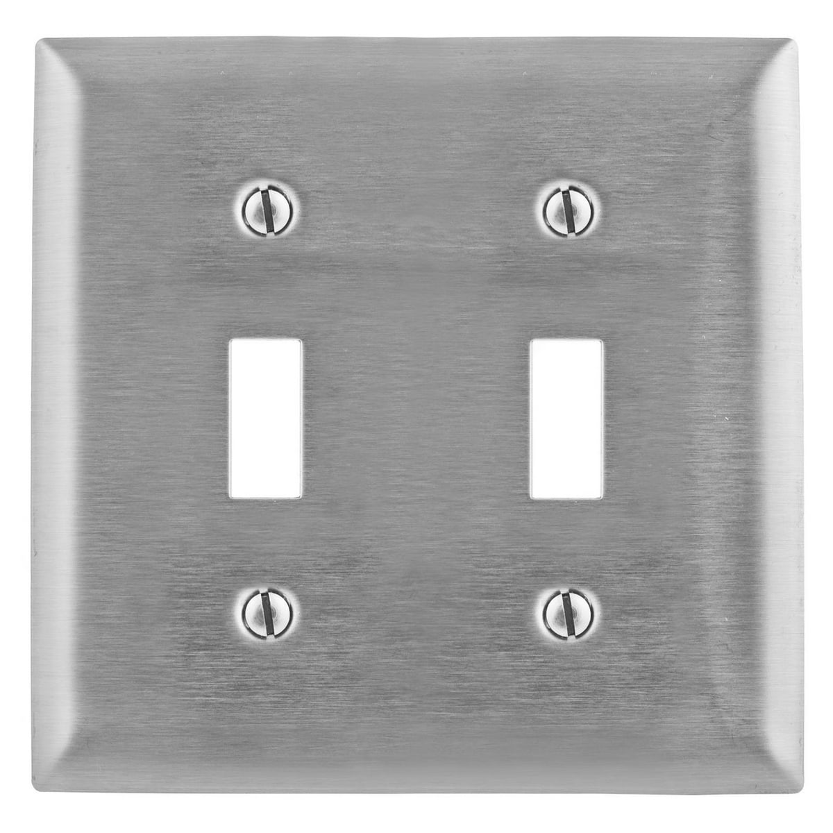 Wallplates and Boxes, Metallic Plates, 2- Gang, 2) Toggle Openings, Jumbo, Stainless Steel