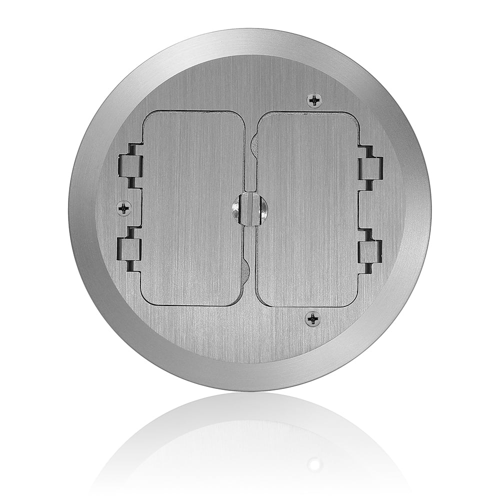 Cover Plate for Concrete Floor Box System, 2 Decora Flip Lids, Nickel Plated, For use with FBBOX-GY and FBLEV-GY