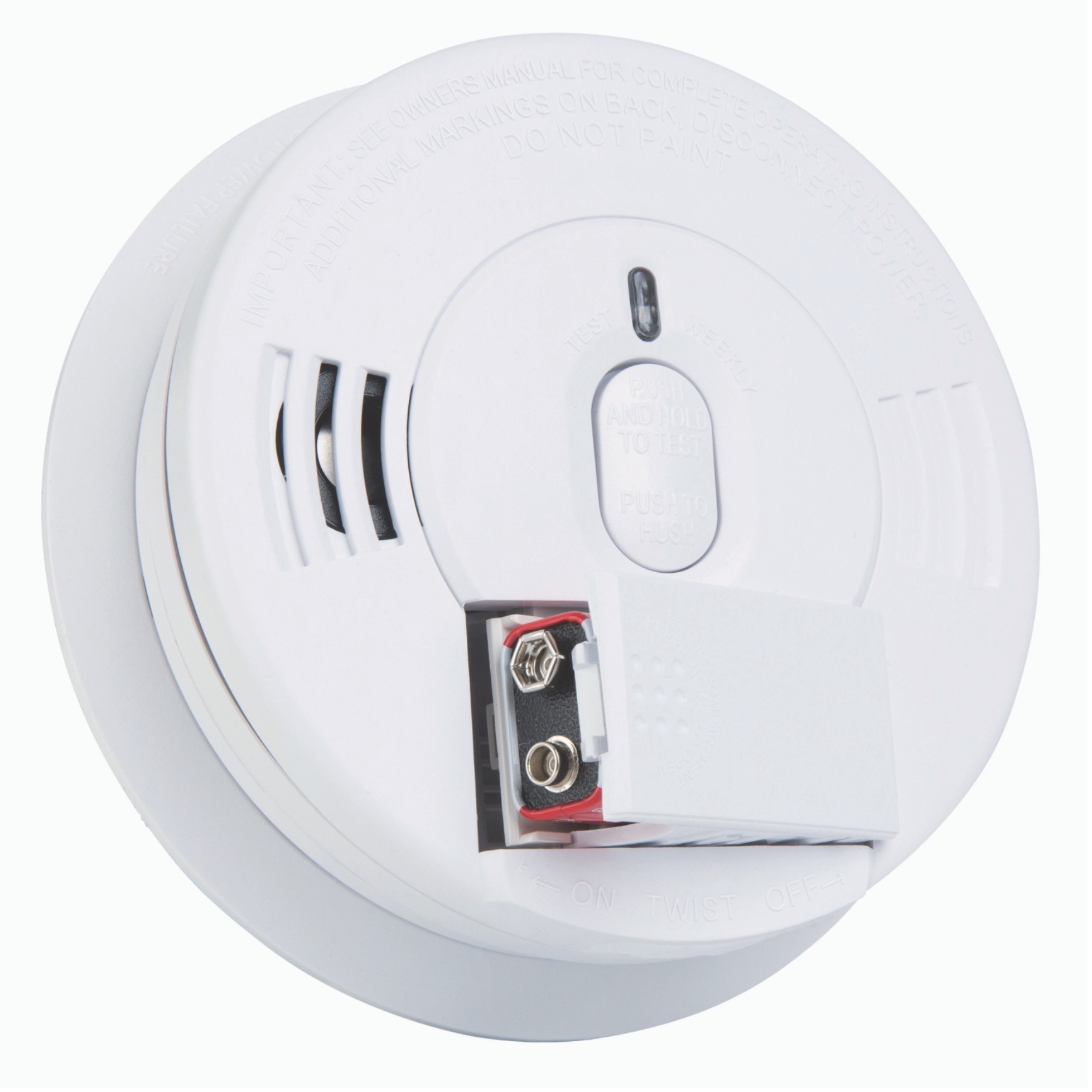 21006376 Smoke Alarm with Spring Load 9V Battery, Ionization, Hush