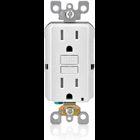 Self-Test Tamper Resistant GFCI Receptacle. Nema 5-15R 15A-125V @ Receptacle, 20A-125V Feed-through, W/mounting Screw, And Self-ground Clip Less Wallplate, Pkd: 3/see Pack - White W/White Test And Reset Buttons