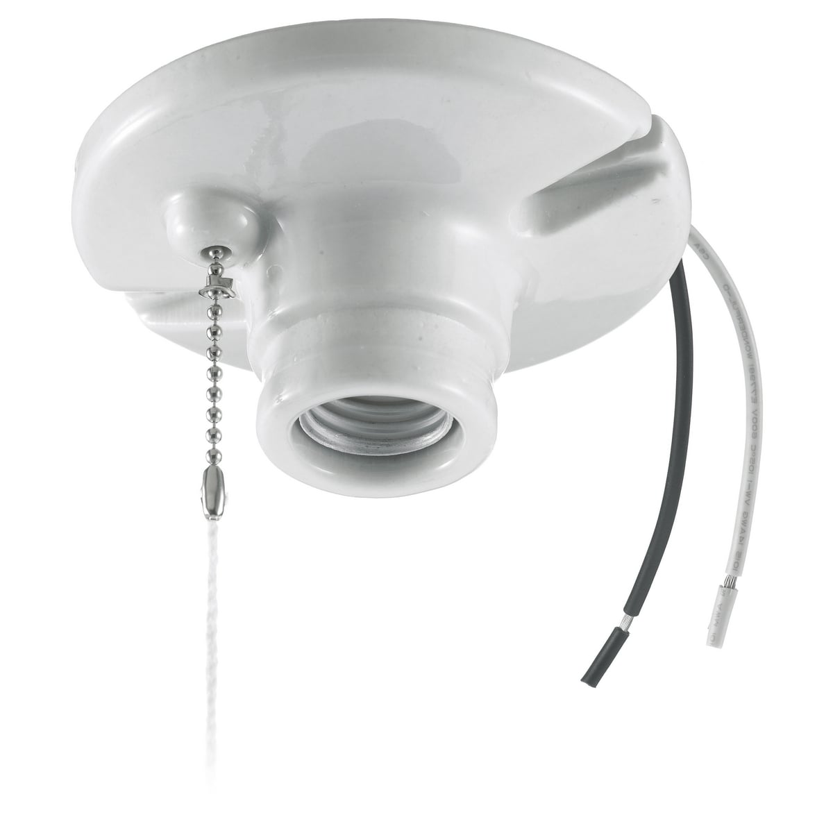 Lamp Holders and Sockets, Medium Base, Pull Chain, 600W 250V, 6" Wire Leads, Plastic