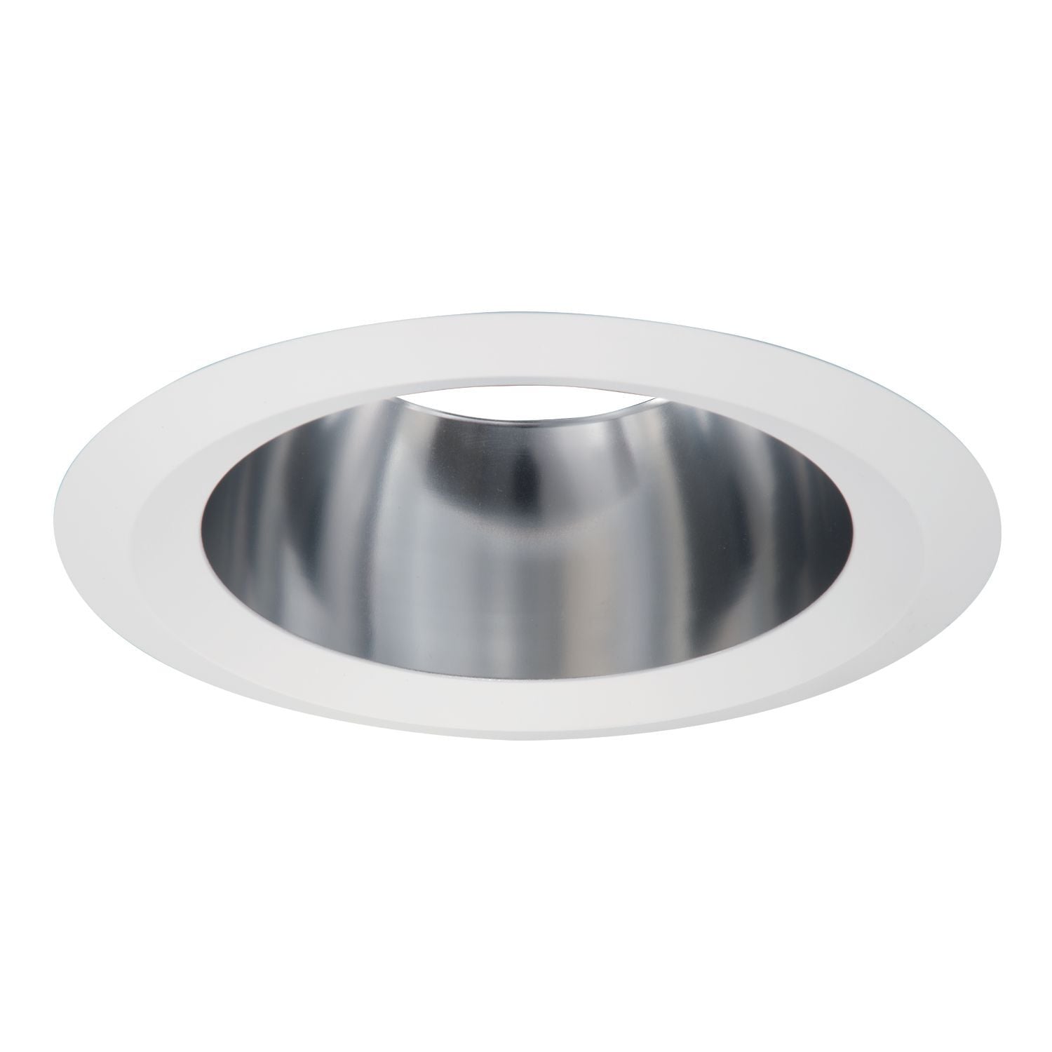6" Specular Clear Tapered Reflector, White Self-Flange Ring