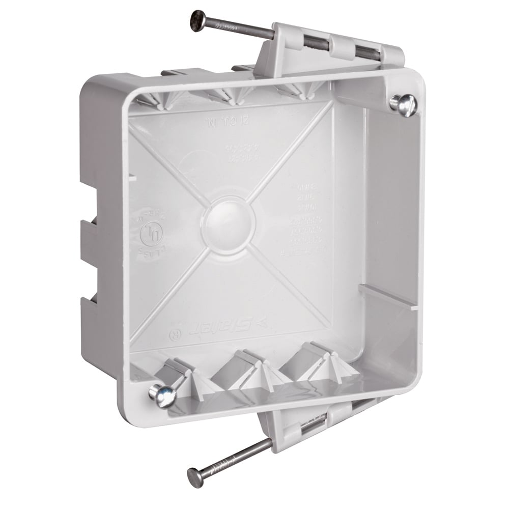 4 Square Box with threaded mounting holes, captive mounting nails each end. 3 Auto/Clamps each end,2 on side opposite to nails. Two #8Mounting Screws Factory Installed.