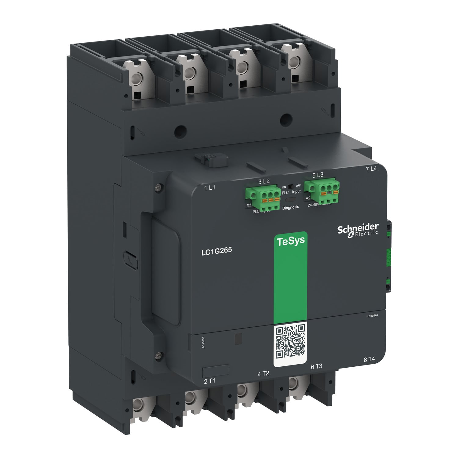 Contactor, high power, TeSys Giga, advanced version, AC-1, <= 440V, 700A, 4 pole/NO, 24-48VAC/DC coil
