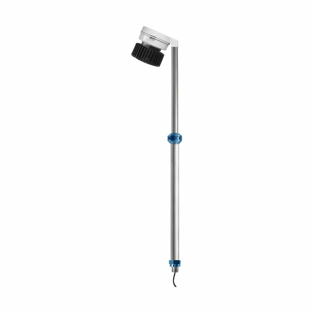 Eaton Crouse-Hinds series V-Spring telescoping light pole, Aluminum, Handrail stanchion mount, Installed cover for locking collar