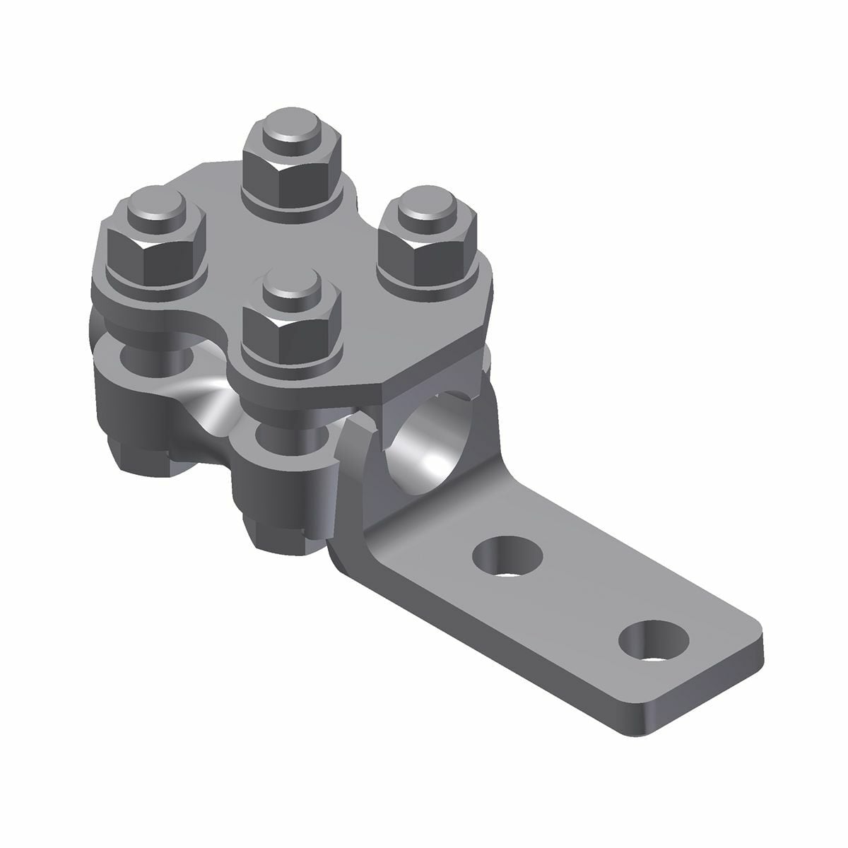 Al Bolted Terminal, Cable to Flat, 600-900 kcmil(Al/Cu),477-795 kcmil(ACSR), 2 NEMA Pad Holes.