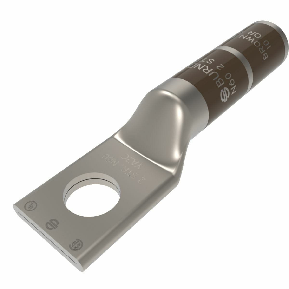 2 AWG CU, One Hole, 1/2 Stud Size, Long Barrel, Internal Chamfer, Tin Plated, UL/CSA, 90?C, Up to 35kV,BROWN Color Code, 10 Die Index.