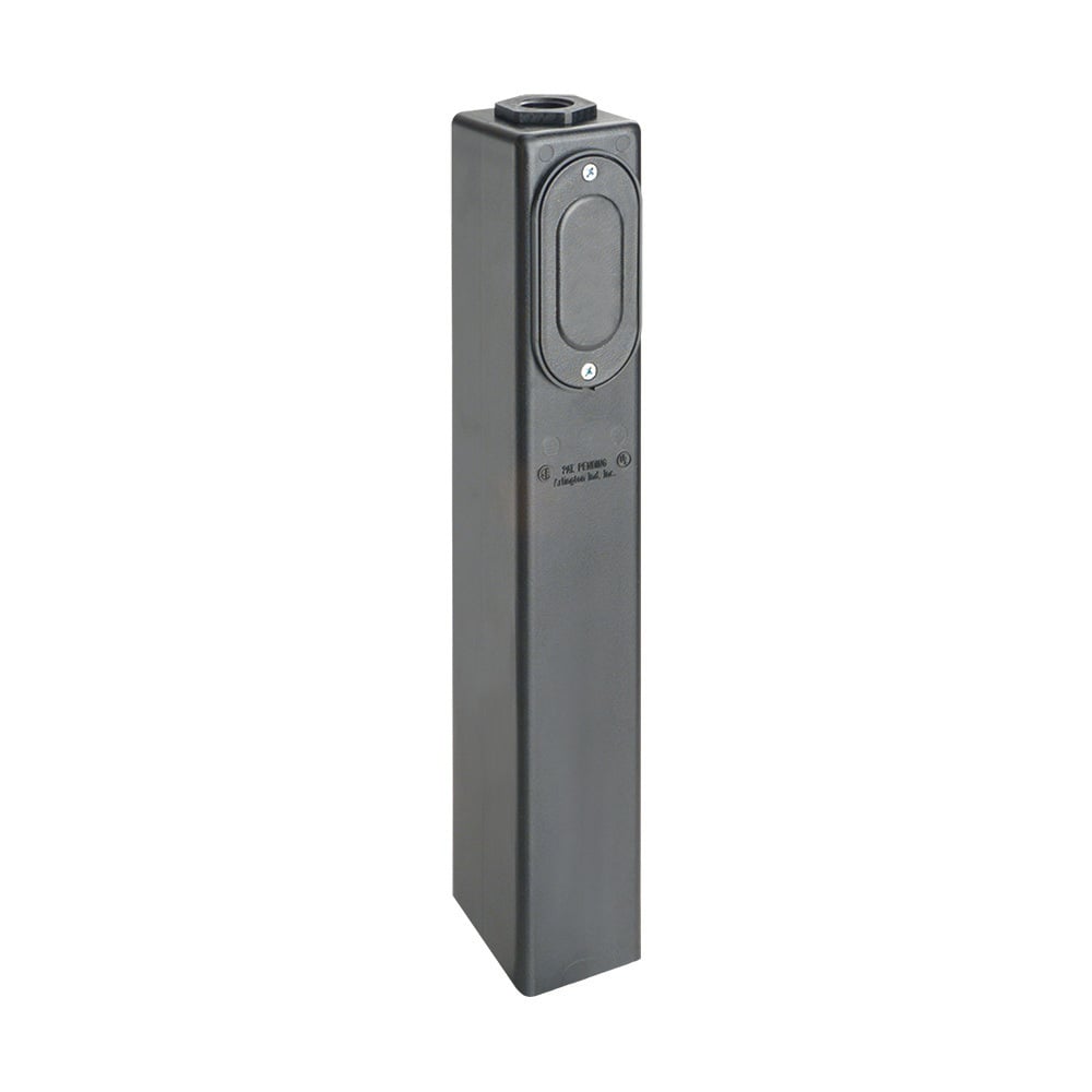Gard-N-Post. 15" support for three wire outdoor light fixtures. Comes with 3/4" NPT threaded opening and an installed 3/4" by 1/2" non metallic reducing bushing. For use with 1/2" or 3/4" NPT fixtures. Color Black. Color permanent, no chipping.