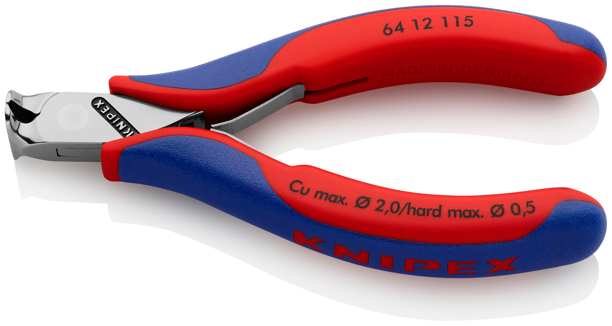 Electronics End Cutting Nippers, 4 1/2 in., Multi-Component, Polished, Flush Cut, End Cutter Up to 1/32 in. Medium Wire, 90°