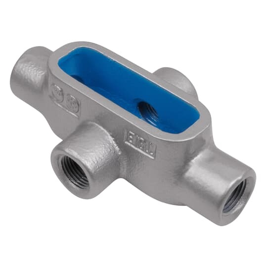 BlueKote Form 7, (X) 3/4 Inch Conduit Body, Body Material Gray Iron with Zinc Plating and Baked on Epoxy Powder Coat with BlueKote Internal Coating for Use with Rigid/IMC Conduit