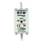 Eaton Bussmann series low voltage NH Fuse, Live gripping lug, 690V, 125A, 120 kAIC, Combination fuse status indicator, Blade end connection, Class C gL/gG, Square-body with knife blade contact, Silver plated copper contact plate