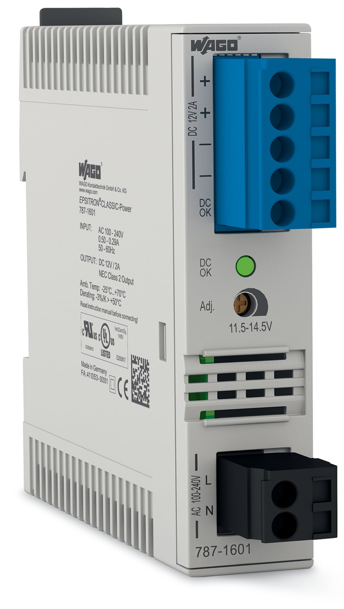 Switched-mode power supply; Classic; 1-phase; 12 VDC output voltage; 2 A output current; NEC Class 2; DC OK signal