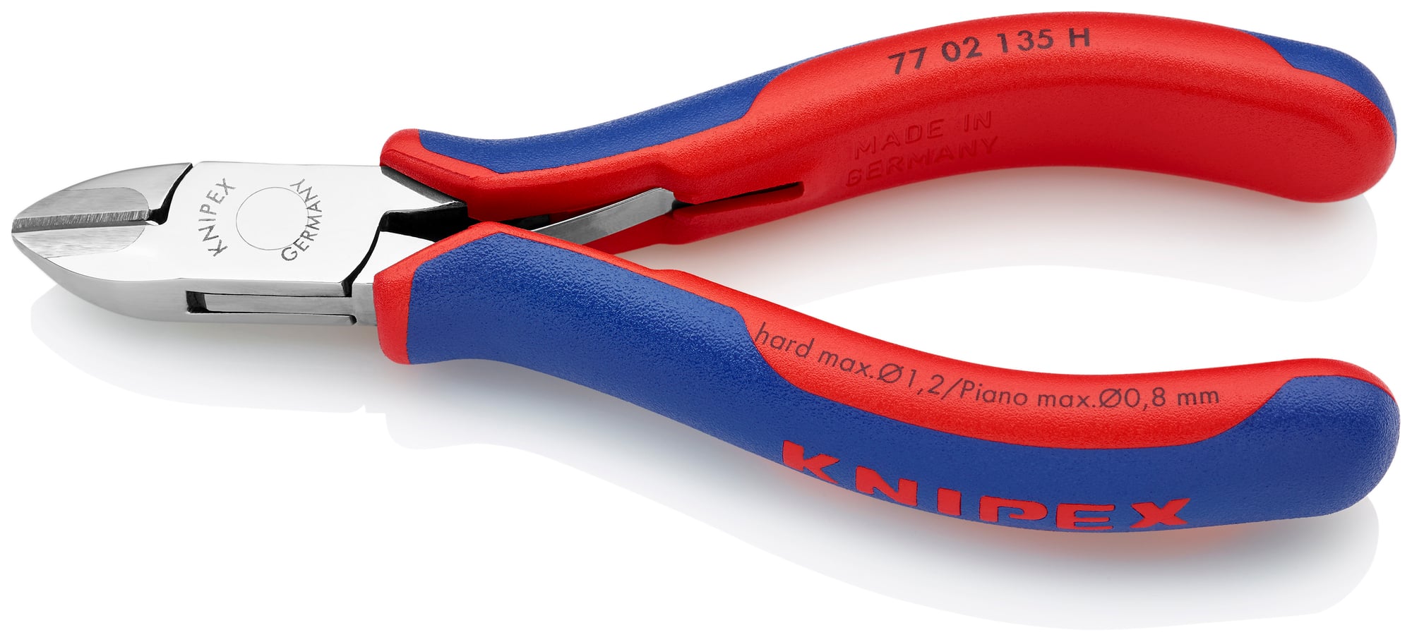 Electronics Diagonal Cutters-Carbide Metal Cutting Edges, 5 1/4 in., Multi-component, Polished, Semi-flush with Bevel Cut, Oval Head, Up to 1/32 in. Piano Wire