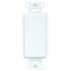 Mounting strap for blank insert. Box mounted. Changes decorator opening to blank. Polycarbonate Plastic. White.