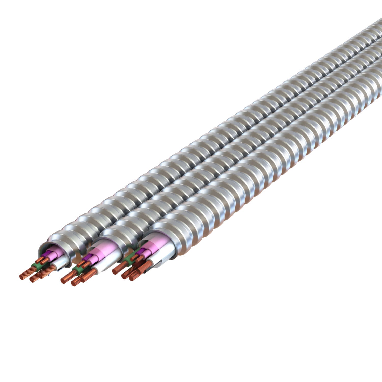 16-2(TPJ)/12-3 Solid Purple, Pink_Black, Red, White, Green MC Lite Luminary, Plain Interlocked Aluminum Armor , 1000' Reel, Type MC-PCS