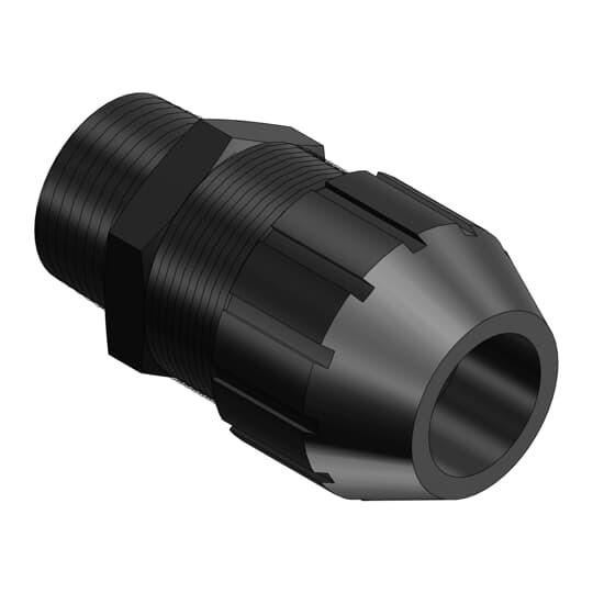 Liquidtight Cord Connector, 1-1/4 Inch, Straight, Cord Range 1.080 to 1.280 Inch, Meets Coast Guard CG293, Nylon, Black