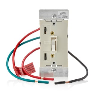 Preset Toggle Slide Dimmer Single Pole/3-Way 1000W -120VAC Incandescent/MLV 400W LED/CFL, Lighted, Light Almond.