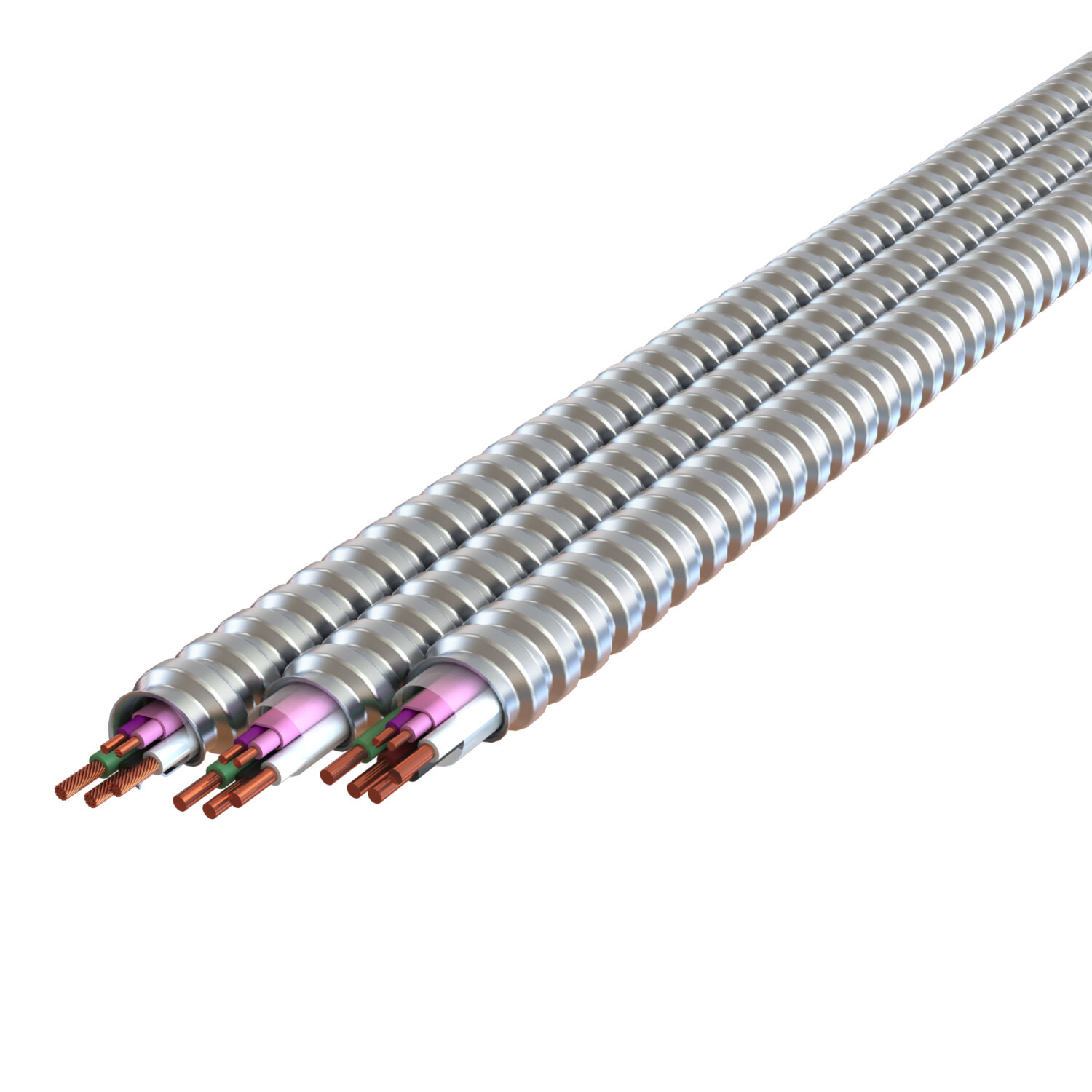 16-2(TPJ)/12-3 Solid Purple, Pink_Black, Red, White, Green MC Lite Luminary, Plain Interlocked Aluminum Armor , 250' Coil, Type MC-PCS
