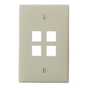 QuickPort Midsize Wallplate, Single Gang, 4-Port, Light Almond