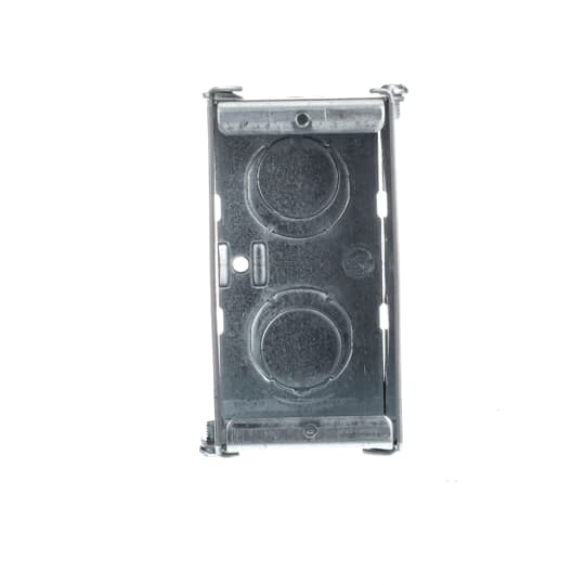 Gangable Masonry Box, 15 Cubic Inches, 3-3/4 Inches Long x 1-15/16 Inches Wide x 2-1/2 Inches Deep, 1/2 Inch and 3/4 Inch Knockouts, Pre-Galvanized Steel, For use with Conduit