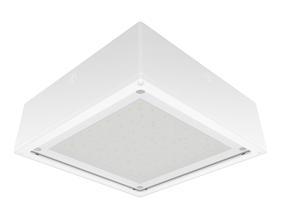 Vandalprood LED, 40W, 3000k, Flat, Frosted Lens, 120-277V, 0-10V, White