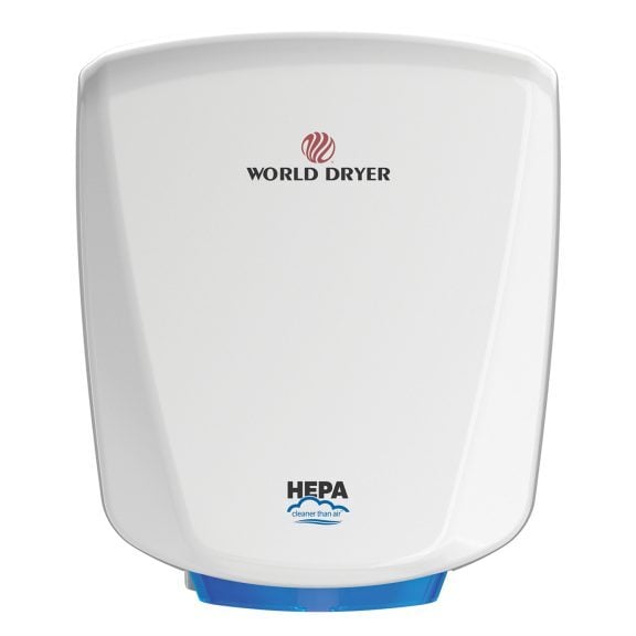 VERDEdri HEPA-filtered Automatic Hand Dryer, Aluminum, White