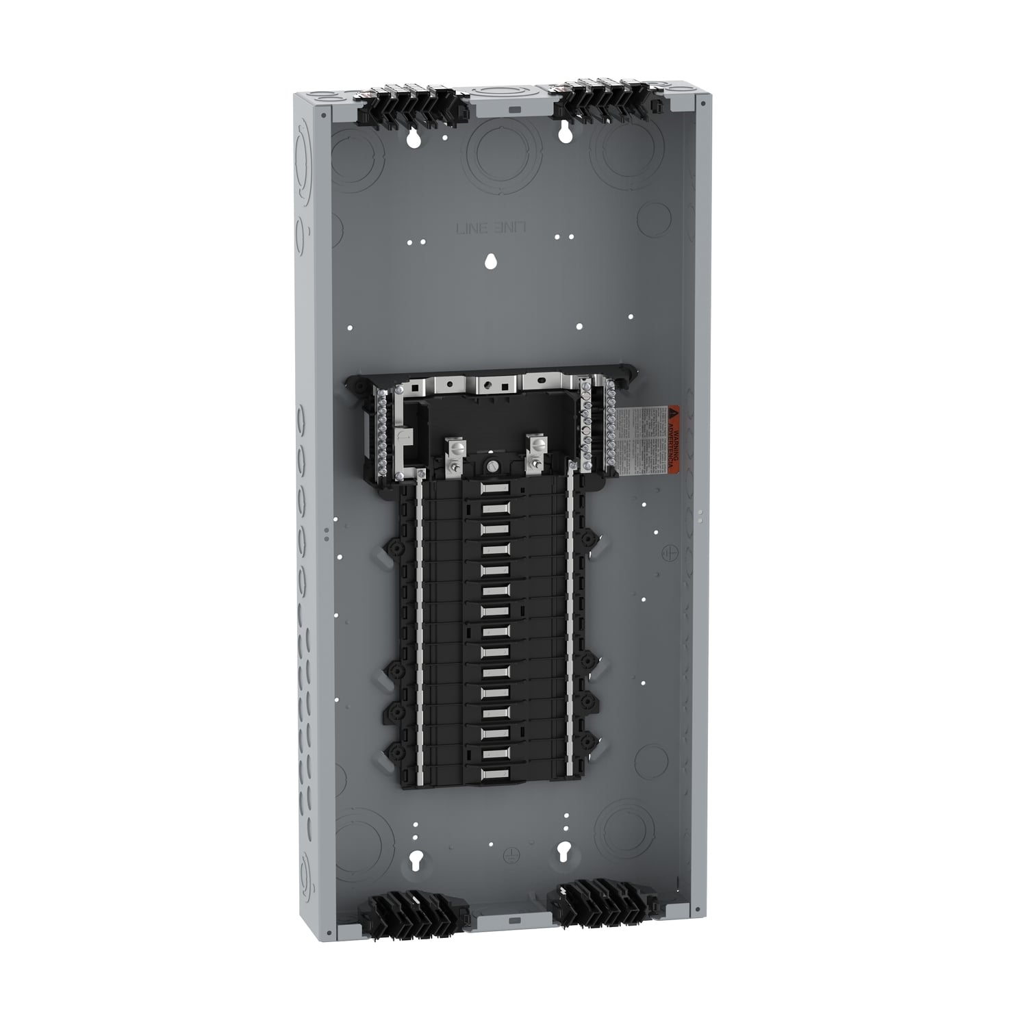 Load center, QO, 1 phase, 30 spaces, 34 circuits, 125A convertible main lugs, PoN, NEMA1, Qwik-grip, gnd bar