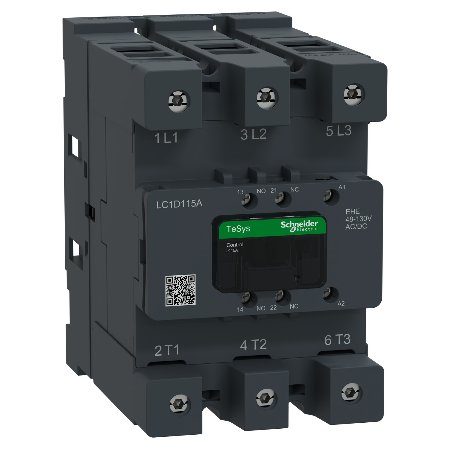 Contactor, Tesys Deca Advanced, 3P(3NO), AC-3/AC-3e, <=440V, 115A, 48-130V AC/DC coil,connector