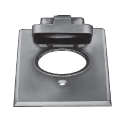 Single Gang Weatherproof Receptacle Cover, Silver, Zinc Alloy, 1 Power Outlet Cover with 2.156 Inch Opening, Box Mount