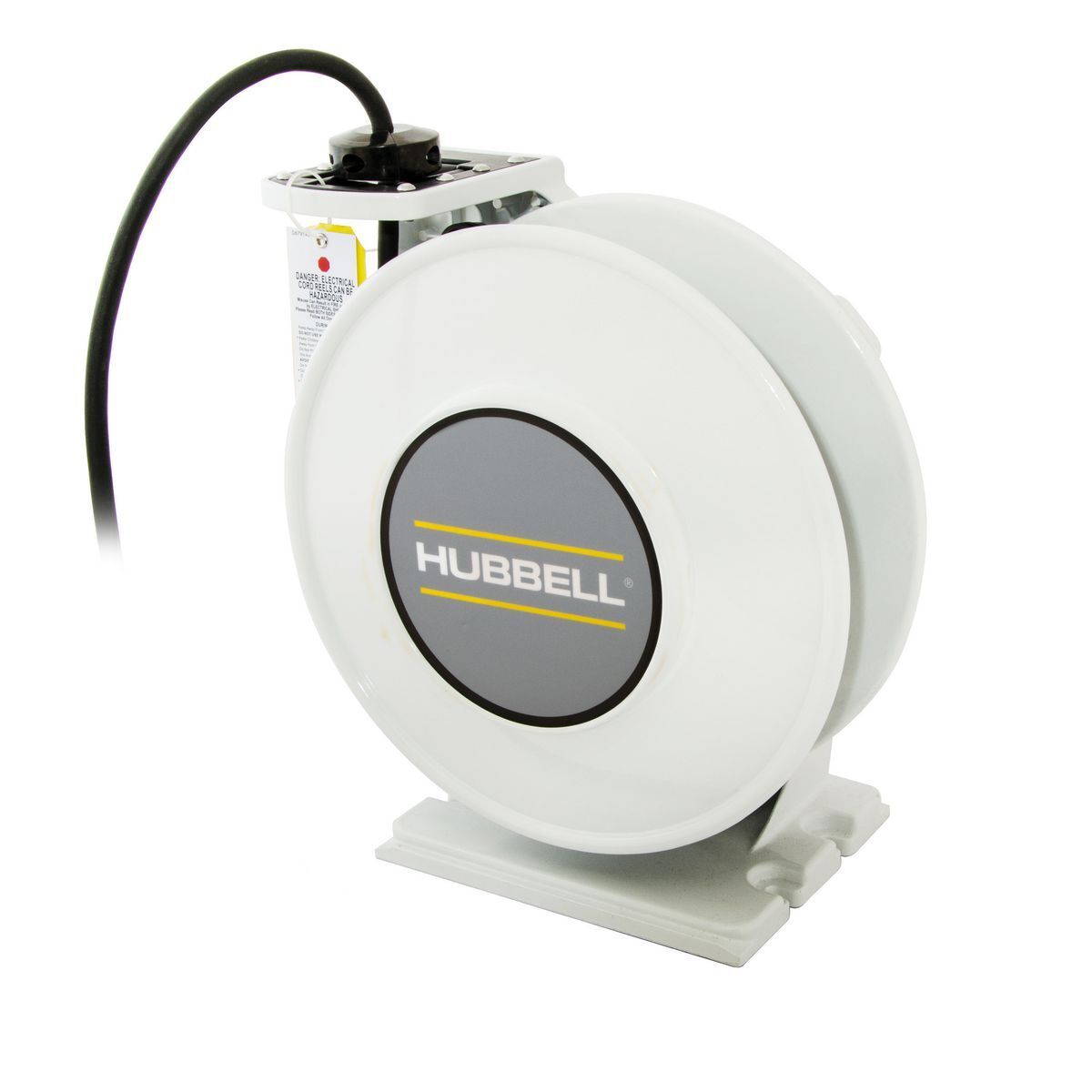 White Industrial Reel, UL Type 1, 25 Ft, #12/3 SJO, 20 A, 250 VAC
