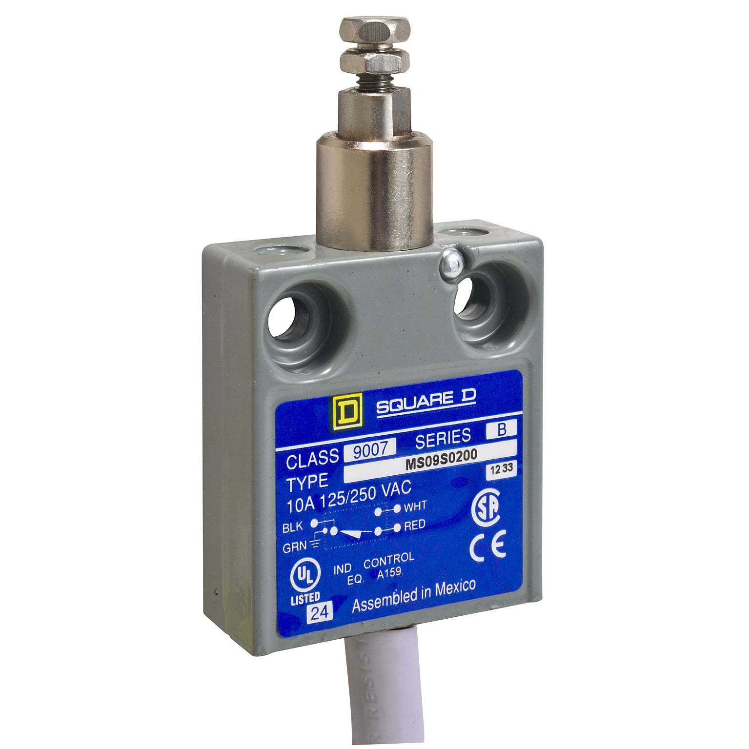 9007MS limit switch - top push plunger - adjustable - 6' bottom cable