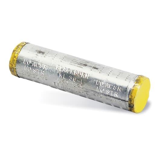 Aluminum 3-1/2 Inch   Service Entrance Compression Splice for Wire Range - End A: 4/0 ASCR, 4/0 Str., Black, End B: 3/0 ASCR, 3/0 Str., 4/0 Str. Compact, Black, Die: 840.   For AL to AL and AL to CU Conductors.