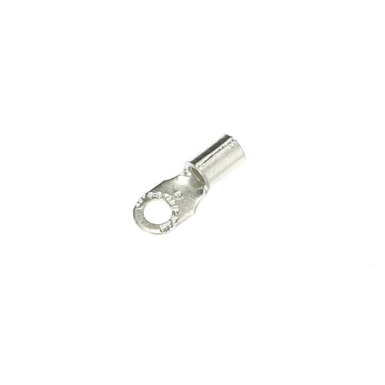 Non-Insulated Ring Terminal, Length .82 Inches, Width .31 Inches, Bolt Hole #8, Wire Range #12-#10 AWG, Copper, Tin Plated