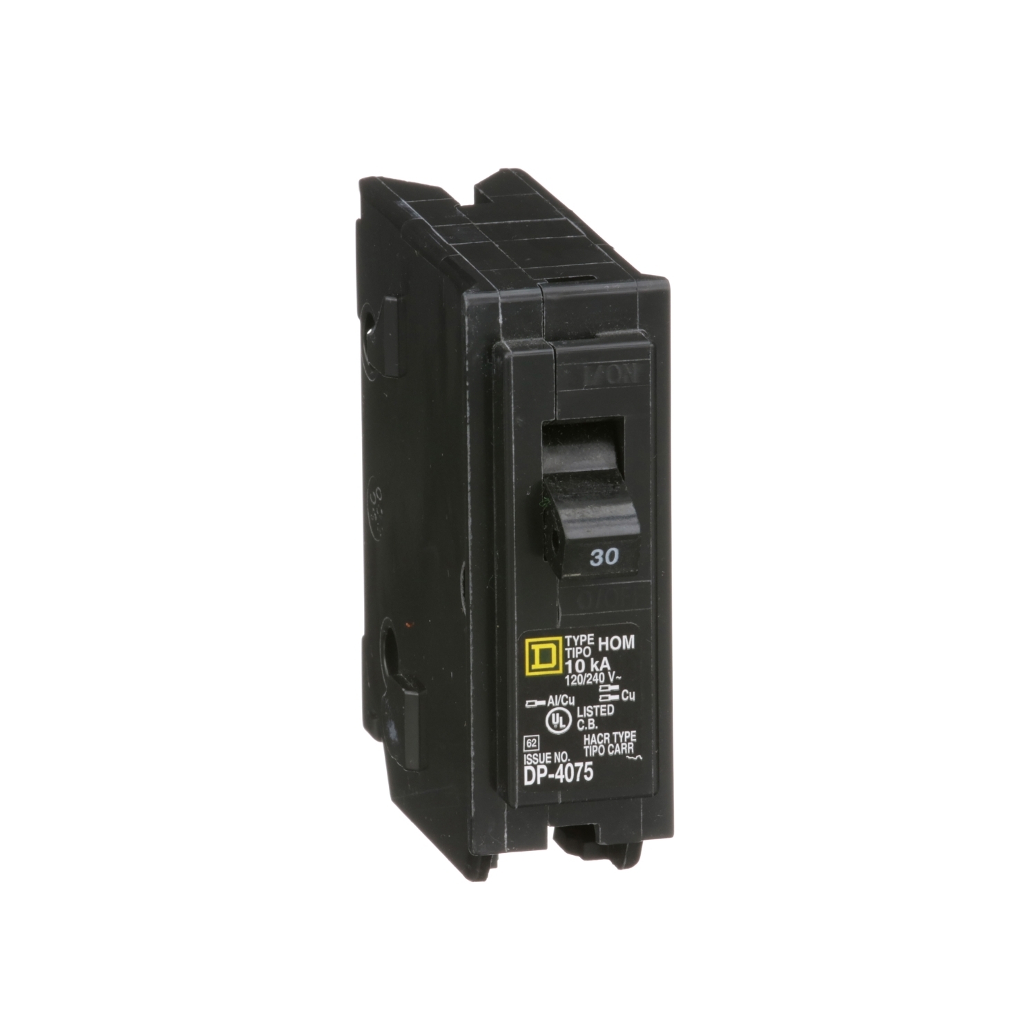 HOM130CP Homeline Mini circuit breaker, Homeline, 30A, 1 pole, 120/240VAC, 10kA AIR, standard type, plug in, UL