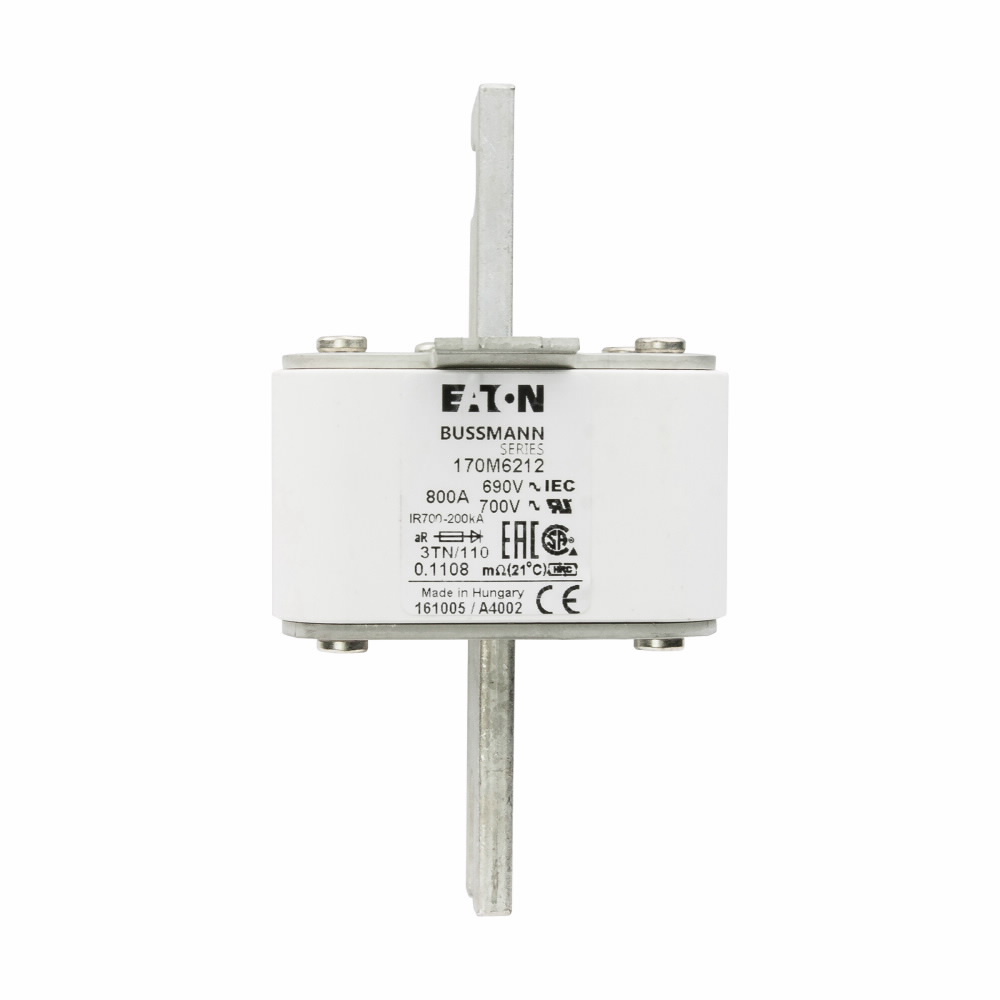 High Speed Fuses, 700A RMS, DC common bus, DC drives, power converters/rectifiers, AR, Blade end X blade end, 200 kAIC RMS Symmetrical, Din 43 620 blade style, Square body -TN/110 type T indicator for micro, 1000 Vac (IEC), 1300 Vac (UL), I