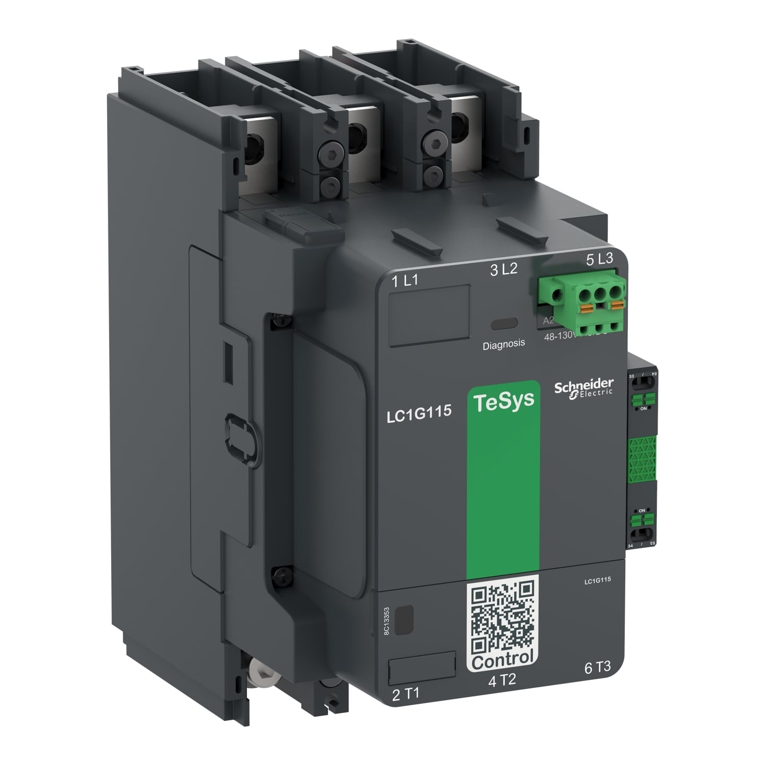 Contactor, high power, TeSys Giga, standard version, 3 pole/NO, AC-3 <=440V 185A, 48-130VAC/DC coil