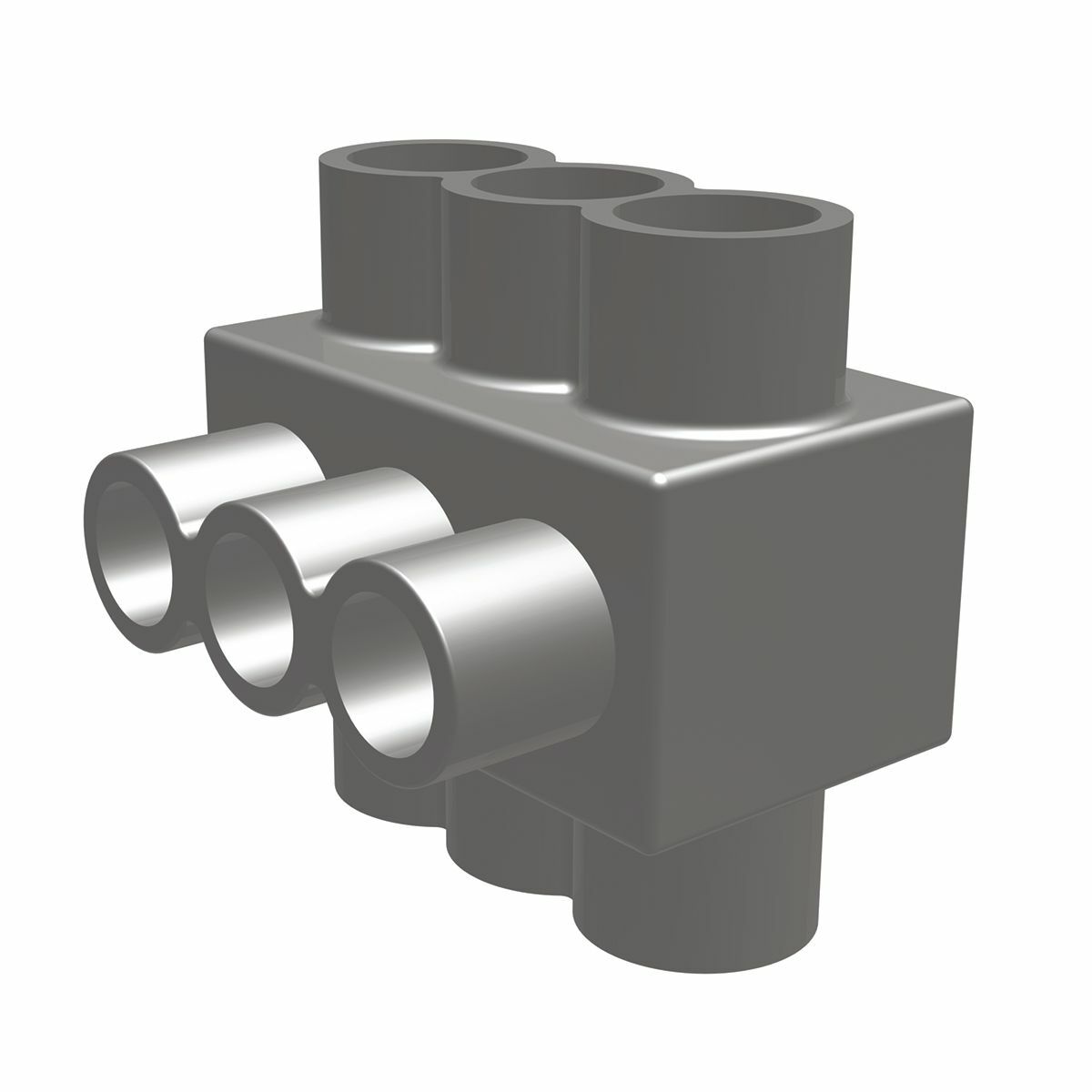 Al Distribution Tap Connectors, UV Black Plastisol Covered, 4 Ports, Double Sided Entry, #10-350 kcmil, 600 V, Torque 275 in/lbs, Temp Rating 90 Deg C.