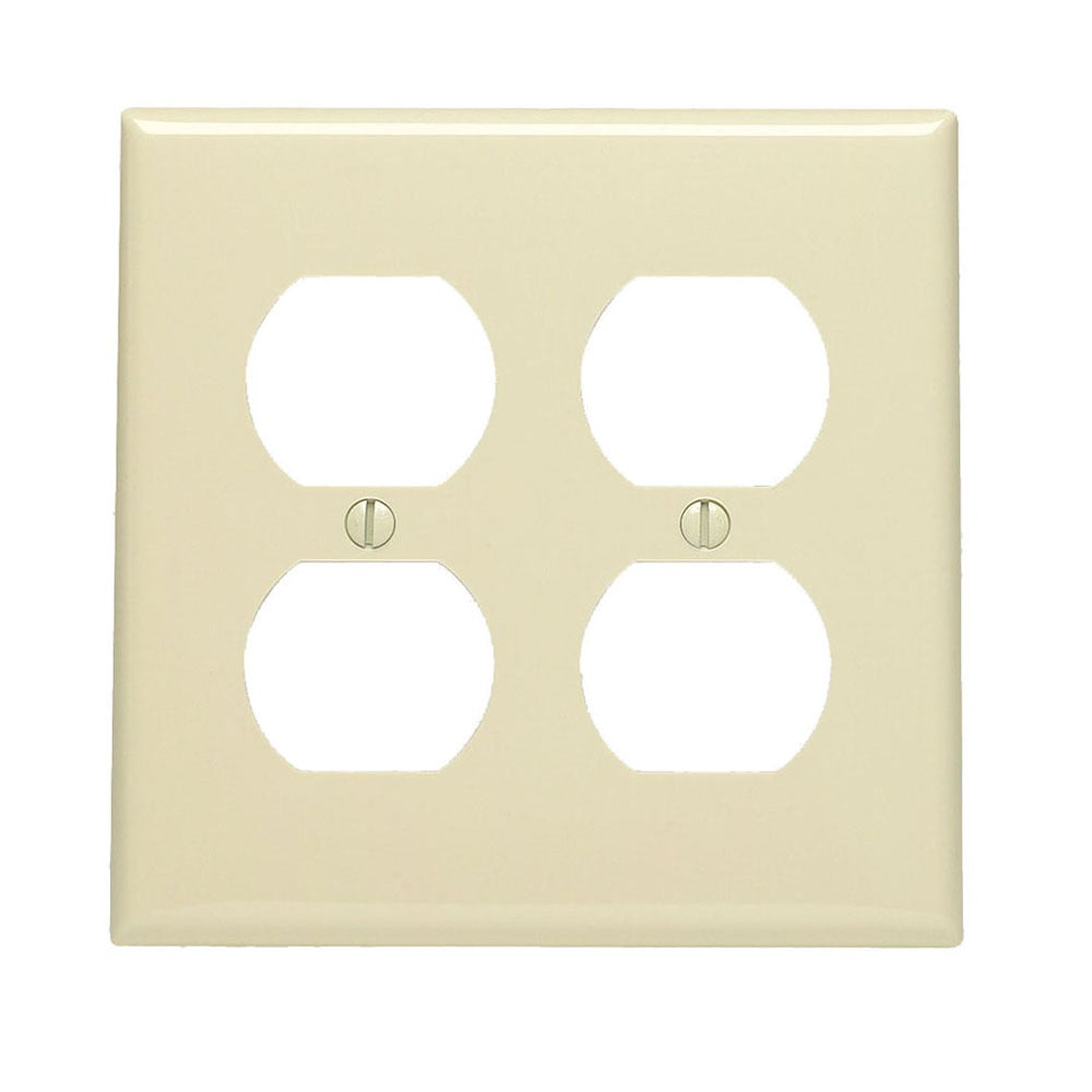 2-Gang, 2-Duplex, Receptacle Wallplate, Standard Size, Thermoplastic Nylon, Device Mount, Ivory
