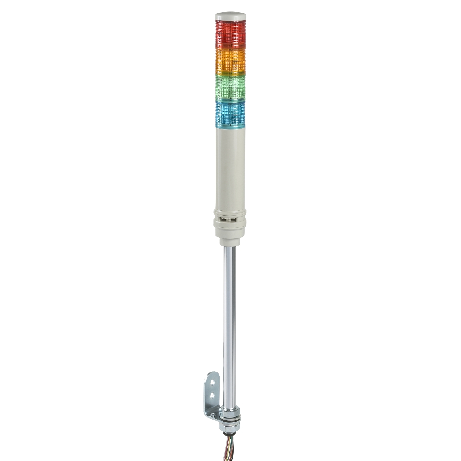 Complete pre wired monolithic tower light, Harmony XVC, plastic, red orange green blue,40mm, tube mounting, steady or flashing, buzzer, IP23,24V AC DC