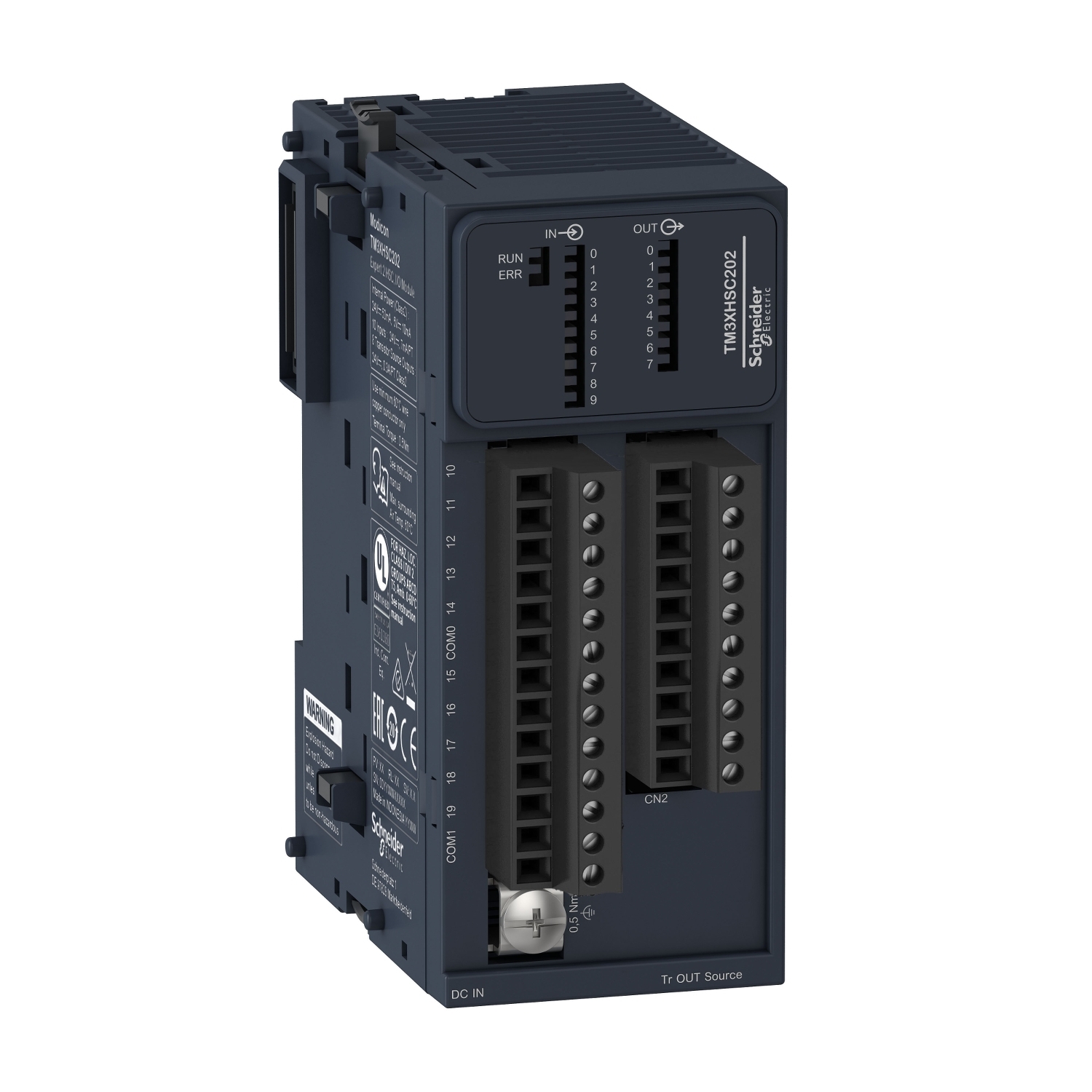 counter module, Modicon TM3, high speed, 2 channels HSC, 10 inputs, 8 outputs, screw