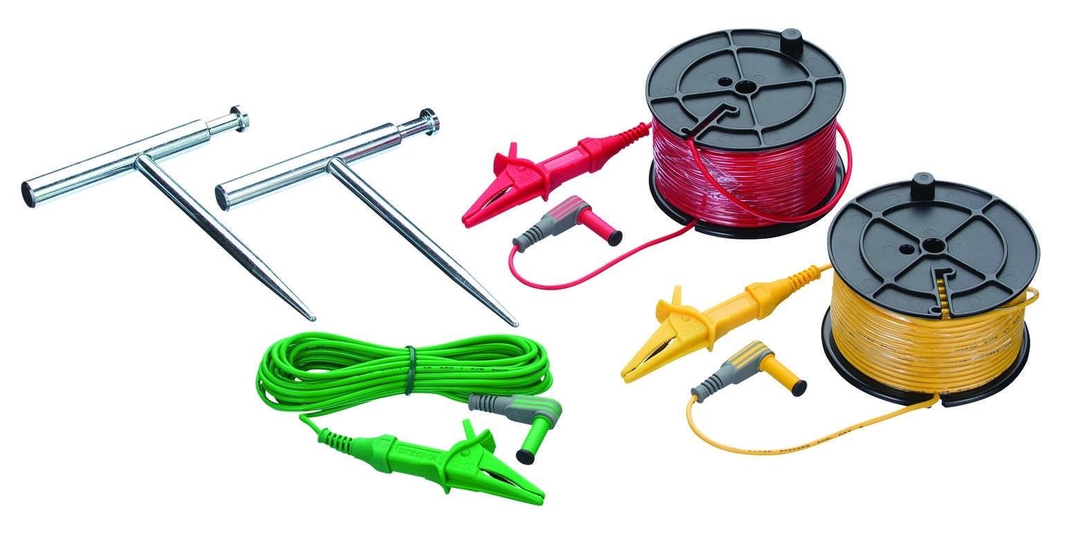 IDEAL, Lead Set Kit, Earth Resistance, Includes: Three Test Leads With Alligator Clips (5, 33, 33 MTR) On Reels, (2) Auxiliary Grounding Spikes