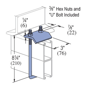 UNISTRUT BEAM CLAMP, 3"x 8-5/8"x 2-1/4", EG