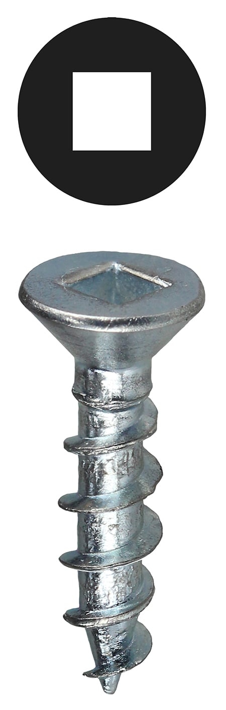 Flat Head Wood Screw, Steel material, #10 x 1-1/2 in. Size, Zinc Plated Finish, Square drive type