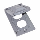 Eaton Crouse-Hinds series weatherproof self-closing cover, Gray, Die cast aluminum, Vertical, Single-gang, Multi-use for GFCI, duplex or 1.38" diameter opening