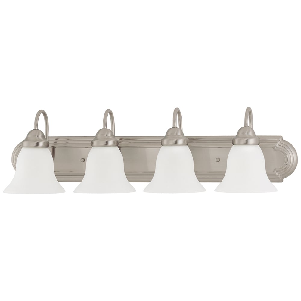 Ballerina - 4 Light 30 Vanity w/ Frosted White Glass - Brushed Nickel