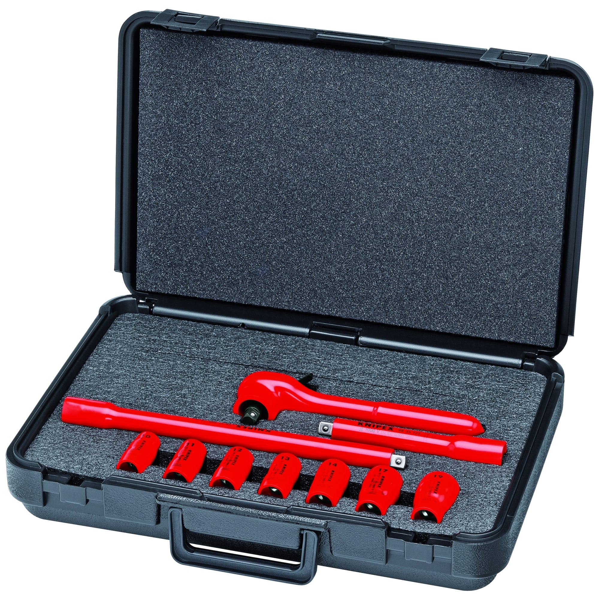 10 Pc Socket Set, 3/8 in. Drive, Metric-1000V Insulated