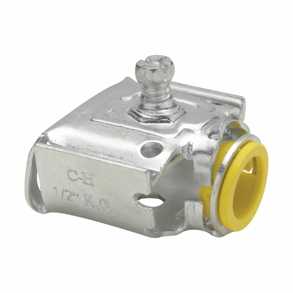 Eaton Crouse-Hinds series Quick-Lok QLK connector, 0.433-0.600" cable opening, AC/MC and FMC, Duplex, Steel, 1/2"